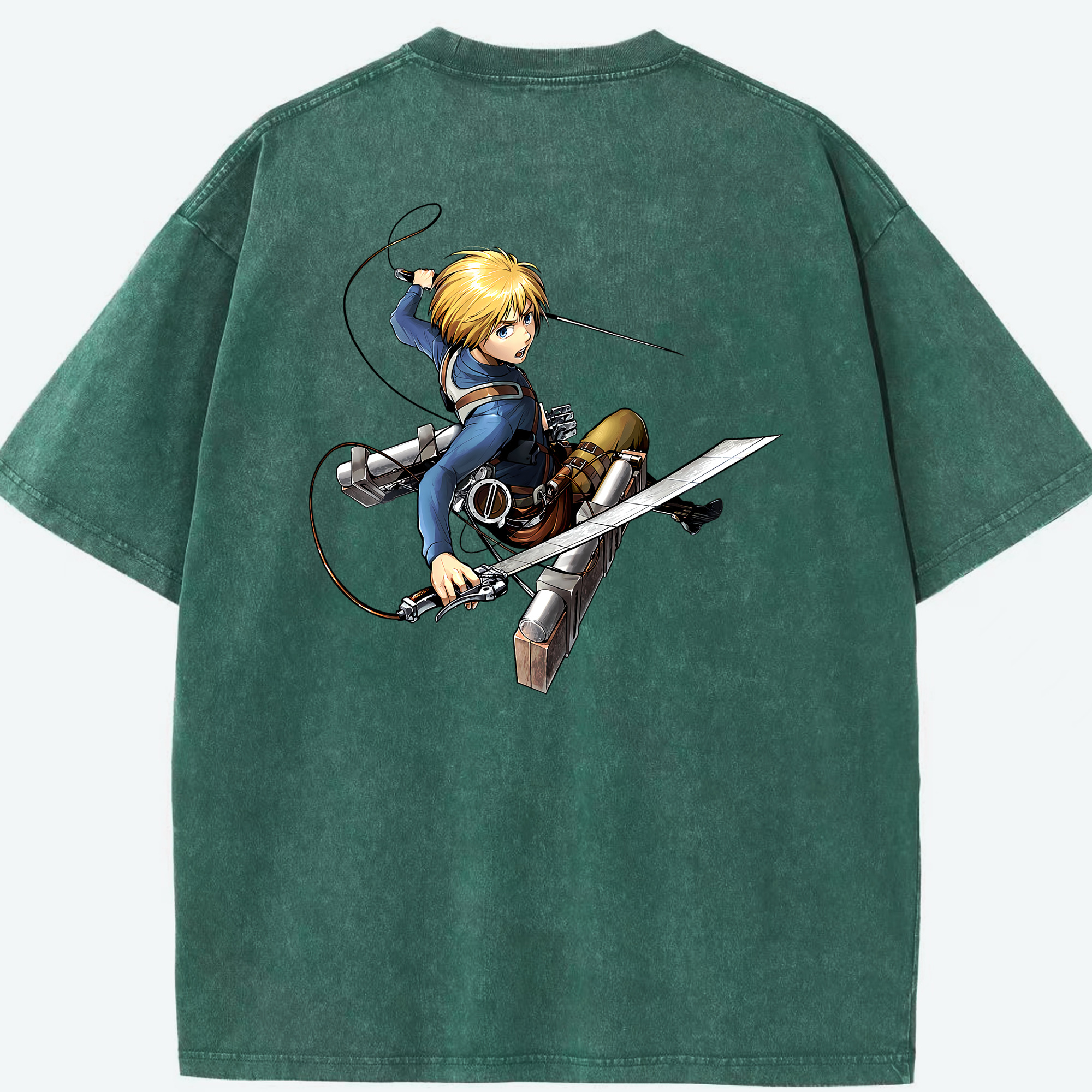 （画像用） 進撃の巨人 アルミン·アルレルト Attack on Titan Armin Arlert 綿100% ヴィンテージ風 半袖Tシャツ（背面プリント）
